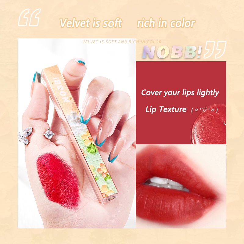 ★ BB ★  NOBB！Oil Painting Velvet Air Lipstick Matte Lasting Moisturizing Small Square Tube Lip Cream N23503