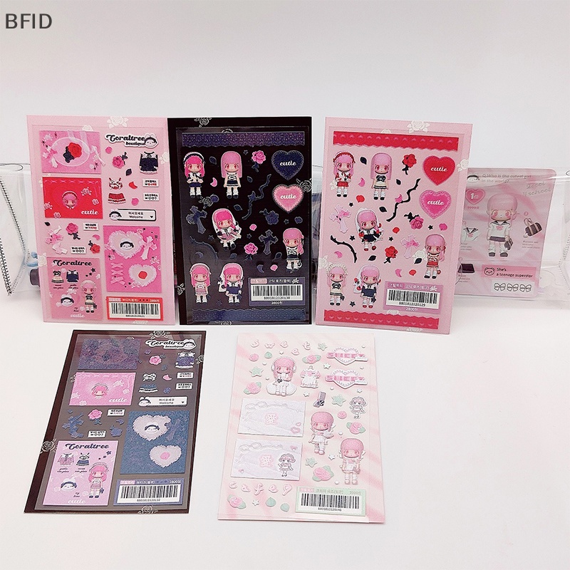 [BFID] 2pcs Korean Ins Cute Modeling Girl Sticker Scrapbooking Diy Album Dekorasi Stiker Aesthetic Personalized Kawaii Stationery [ID]