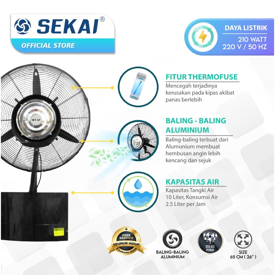 SEKAI Industrial Wall Fan 26 Inch IWF 2678 M / IWF2678M Kipas Angin Dinding Kabut