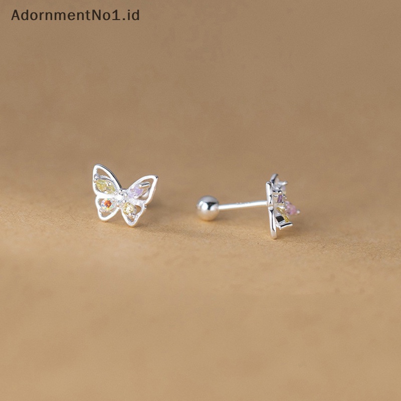 [AdornmentNo1] 1pasang Ins warna berlian kupu anting untuk wanita telinga tulang kuku Cartilage Earring Spiral Stud tubuh perhiasan hadiah