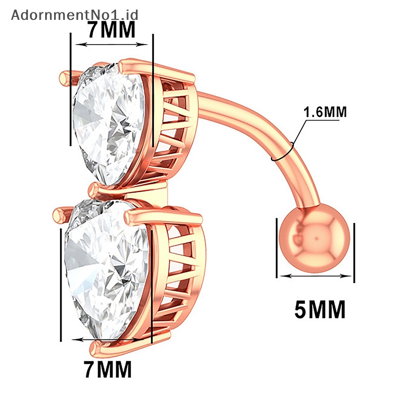 [AdornmentNo1] Fashion cinta hati zirkon cincin kancing perut cincin pusar Sexy perhiasan tubuh untuk wanita pusar