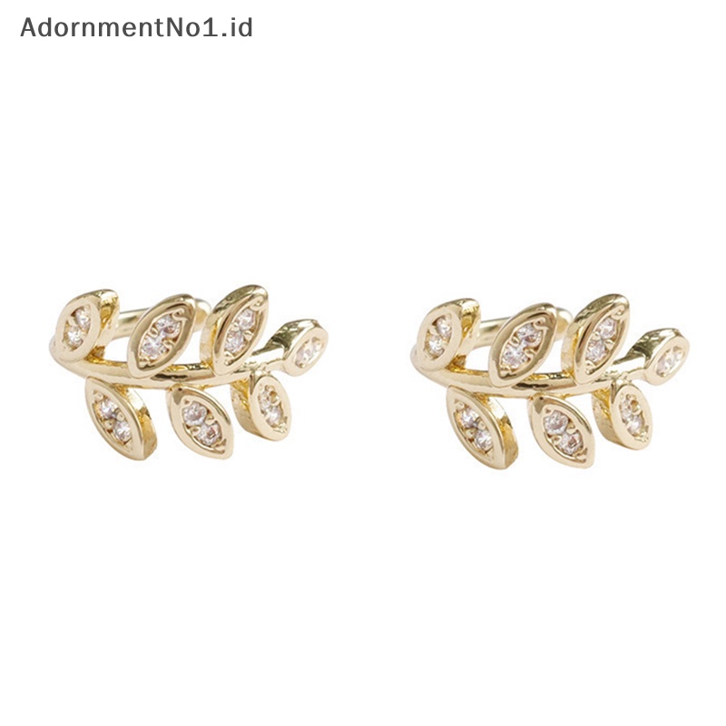 [AdornmentNo1] 1pc Cute daun logam Earcuff klip On Earring untuk wanita perempuan tidak palsu Cartilage Earrings cincin telinga