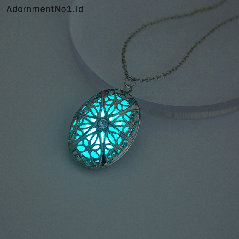 [AdornmentNo1] Luminous Glowing Hollow bulat Detachable Box Pendant kalung Glow In The Dark kalung Punk untuk wanita pria hadiah Halloween