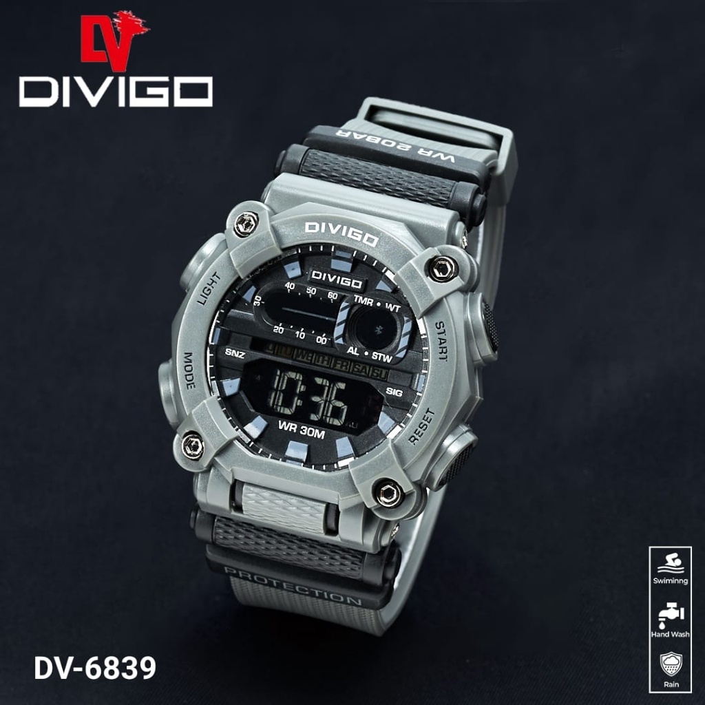 Jam tangan Pria Divigo Digital DV-6839 Original Strab Rubber Tahan Air