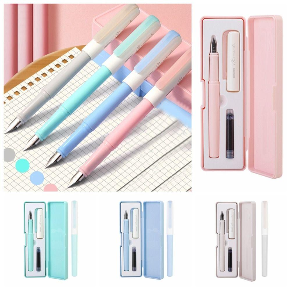 Mxbeauty Set Pulpen Kotak, Set Pulpen Kaligrafi Tulisan Lancar, 4warna EF Pen Head Replaceable Ink 0.3-0.45mm Hadiah Ulang Tahun Untuk Alat Tulis