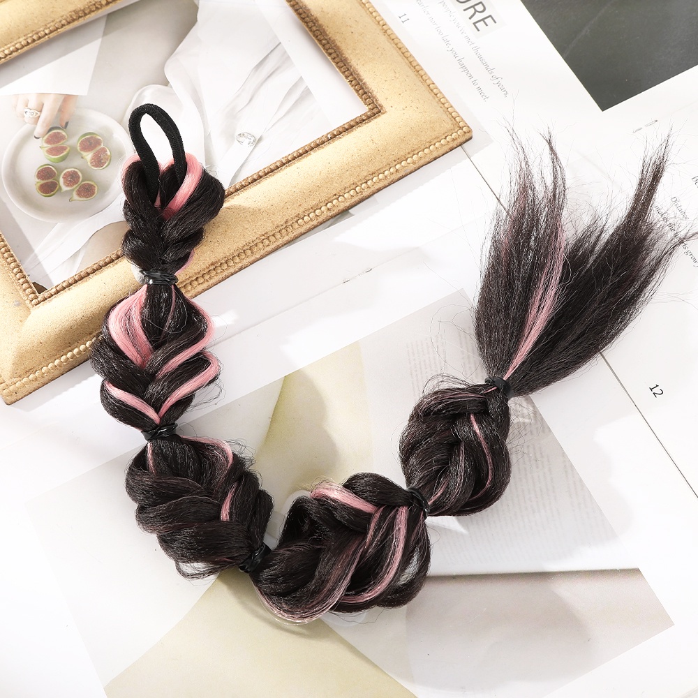 Rambut Palsu Wanita Kepang Ponytail Twist Hip Hop Highlight Lucu Gaya Korea Aksesoris Rambut AK291