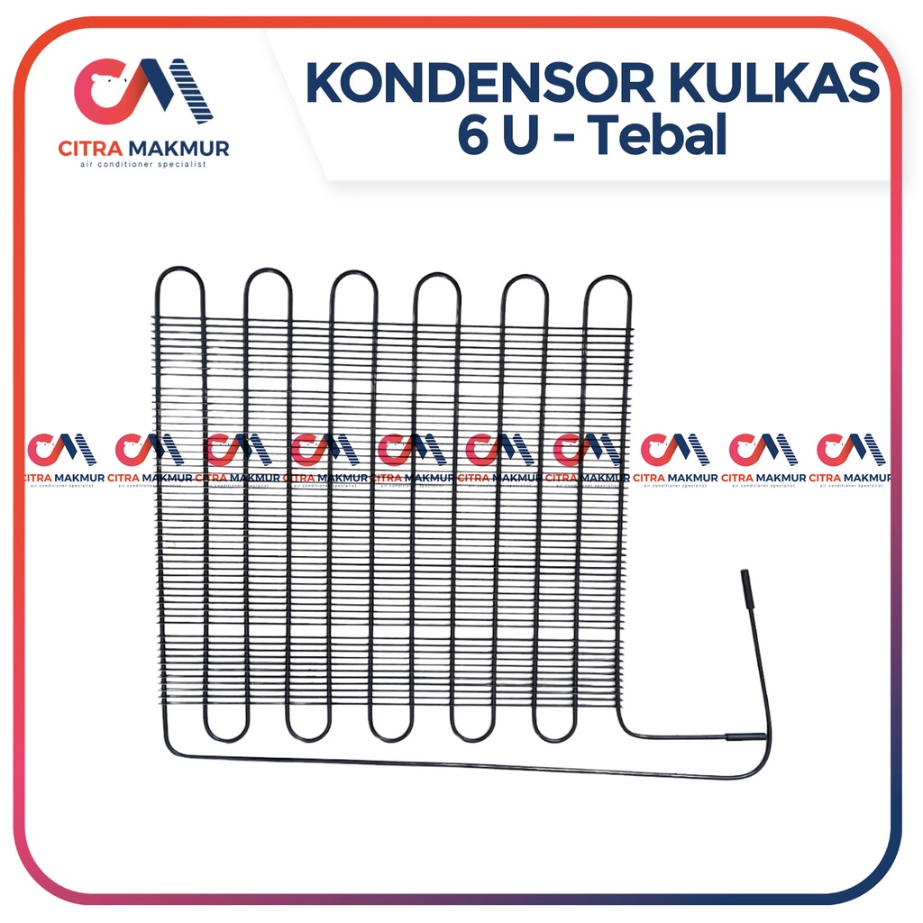 Kondensor Kulkas 1 Pintu 6U 6 U Kawat Tebal Freezer Aqua Toshiba GEA Besi Hitam Belakang Evaporator Pipa Freon Refrigrant