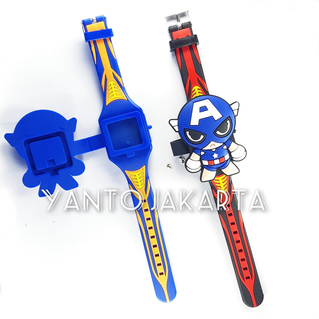 JAM TANGAN LED ANAK LAKI LAKI KARAKTER CAPTAIN AMERICA