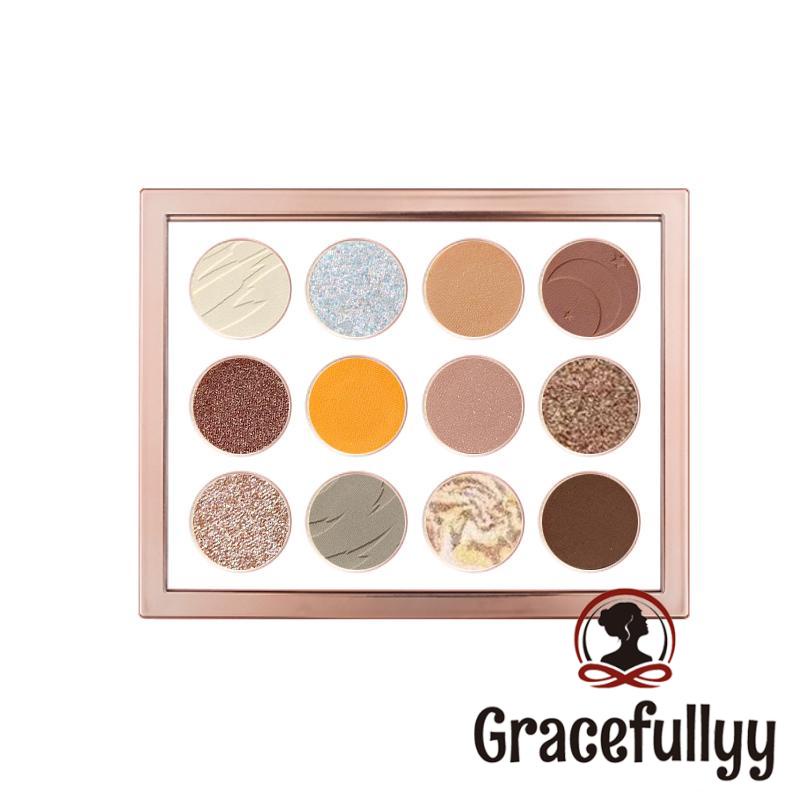 [COD]K'APEINE Eyeshadow Palette Amber 12 Warna Highlight Korea Waterproof Glitter Matte Highlight-GY