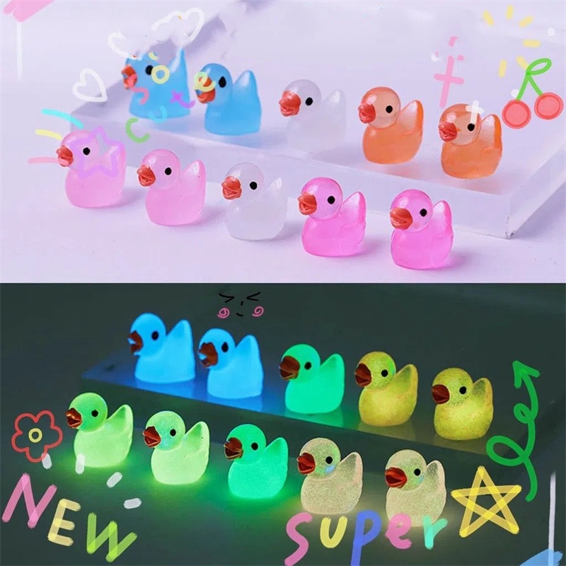 Mainan Patung Bebek Miniatur Bercahaya/Glow in Dark Resin Bebek Mini /Fairy Gardens Landscape Ornaments Decorations /Resin Ornament Hiasan Dashboard Interior Mobil