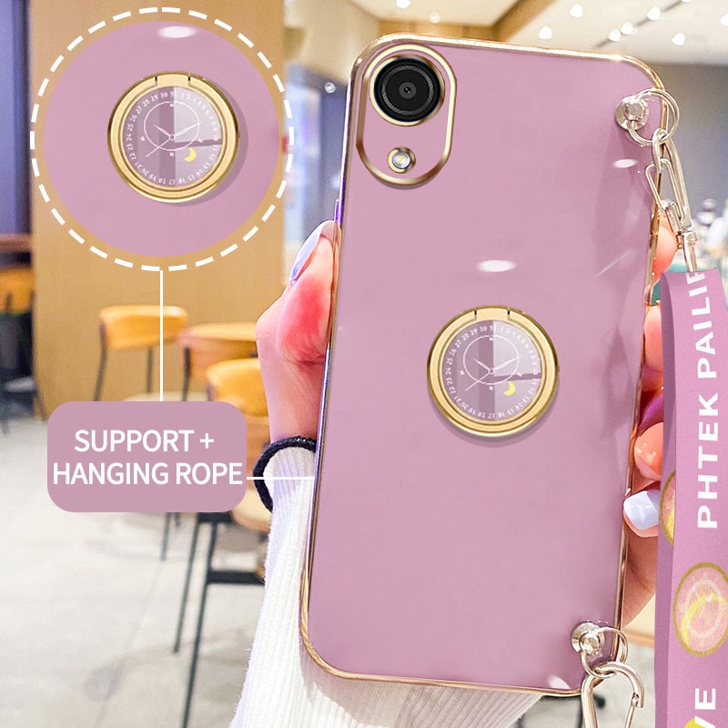 Gloden tree Phone Case Untuk Samsung Galaxy A03 Core Original Casing Dengan Watch Standand Lanyard