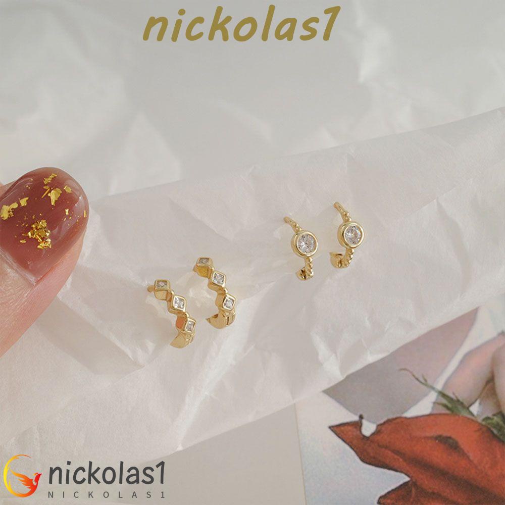 NICKOLAS1 Wanita Klip Anting Mini Berlian Fashion Minimalis Hypoallergeniic Telinga Perhiasan Piercing Earring