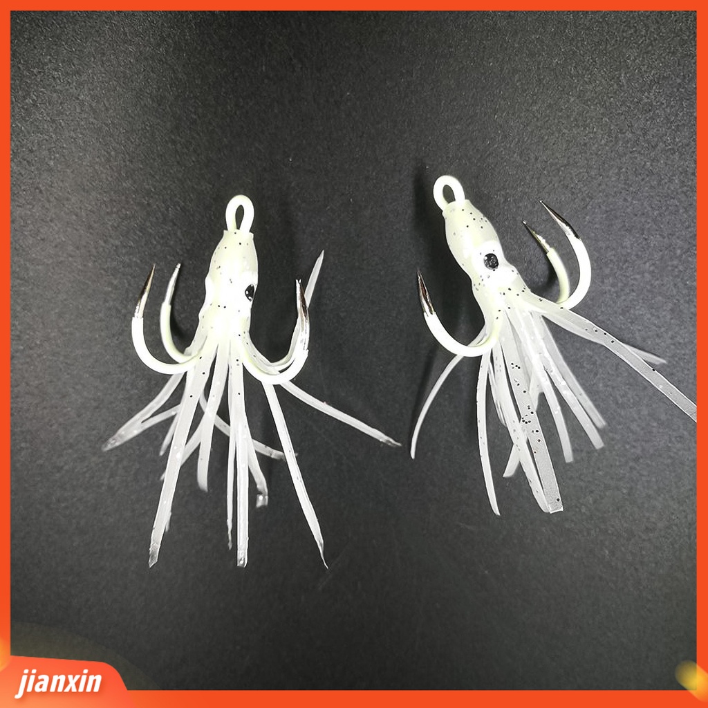 (In Stock) 2Pcs/Set Luminous 4kait Tajam Bentuk Gurita Umpan Pancing Buatan Aksesoris Memancing Untuk Pecinta Memancing