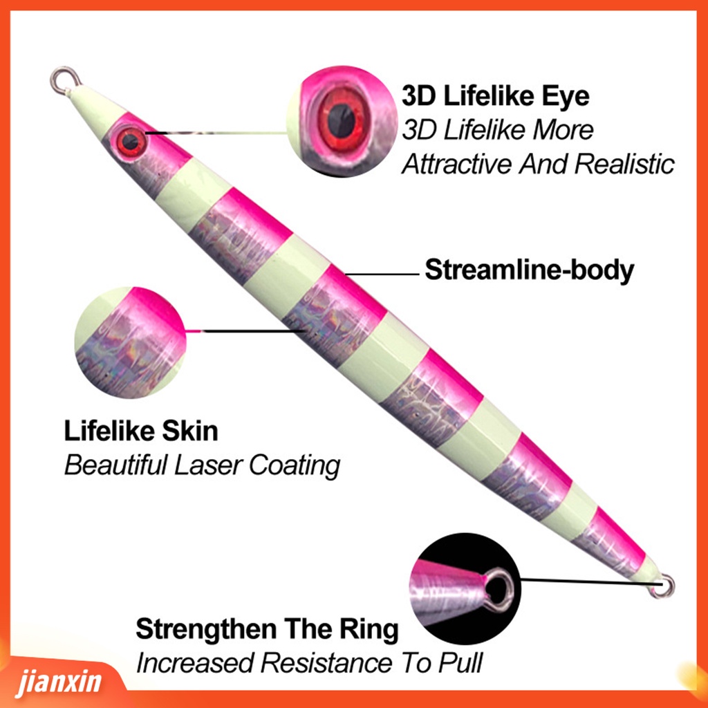 (In Stock) 250g Luminous Fast Slow Sinking Fall Jigs Untuk Angling