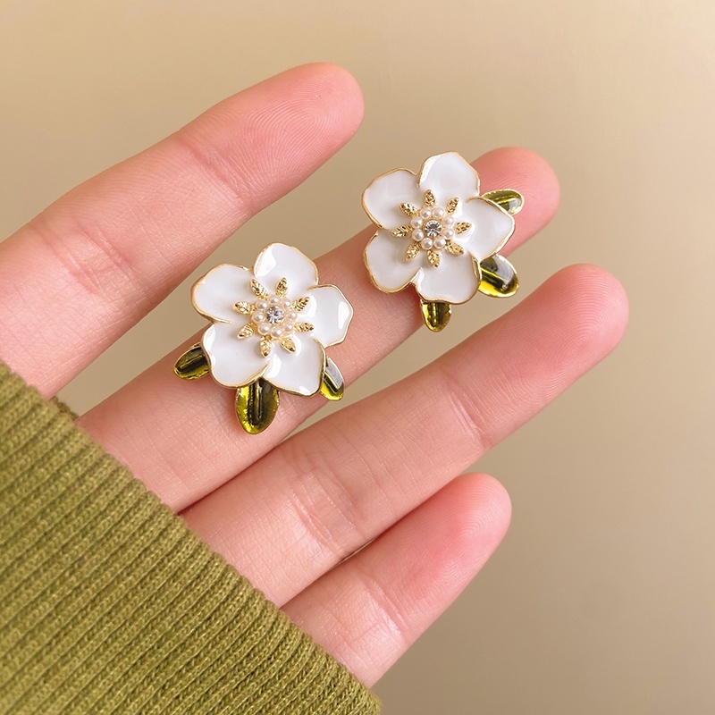 Seri Hijau Musim Panas Niche Anting Bunga Tulip Ear Studs Perhiasan Aksesori Untuk Gadis Manis