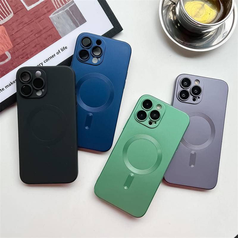 IPHONE Magsafe Wireless Charge Phone Case Untuk iPhone12 11 Pro MAX 11Pro 12Pro Lembut Magnetik Bumper Pelindung Lensa Cover Untuk iPhone12 iPhone11