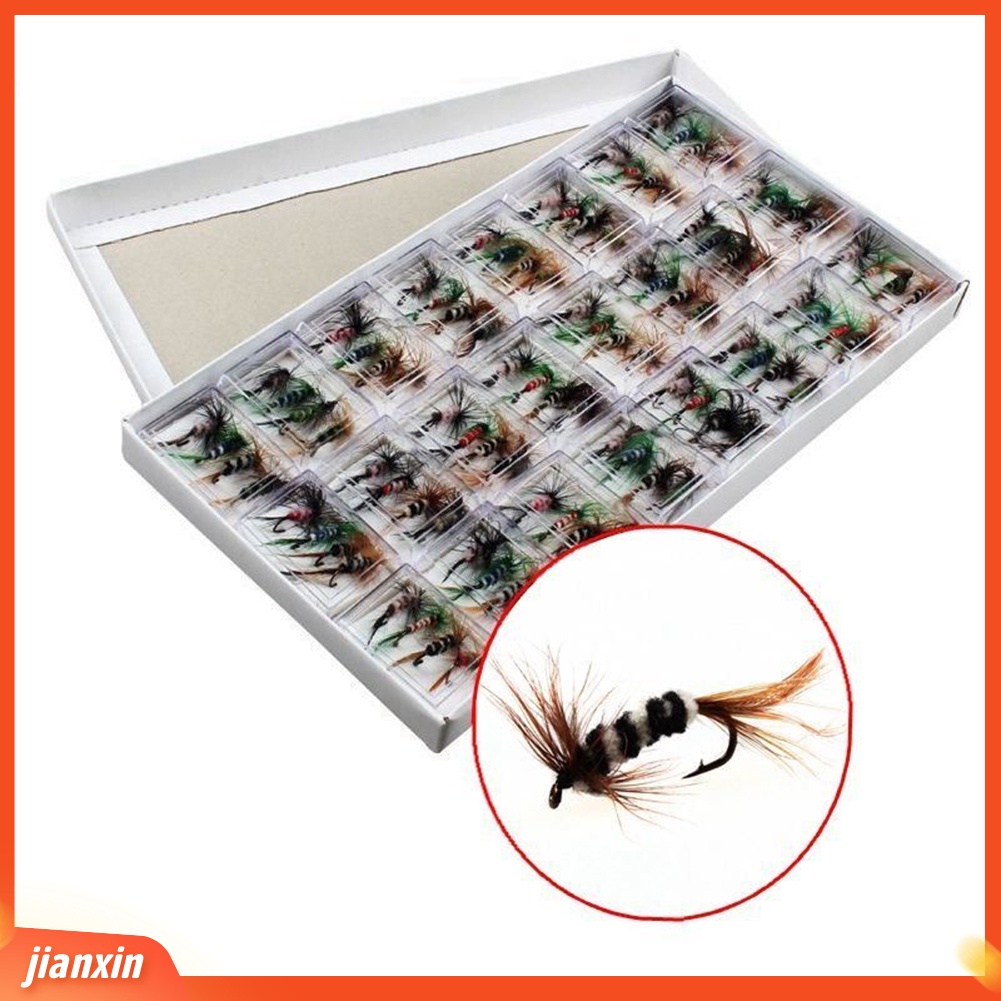 (In Stock) 96Pcs Umpan Buatan Umpan Kering Kait Fly Fishing Flies Bulu Tackle Tools