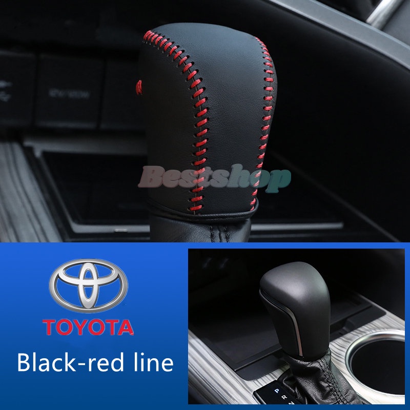 Cover Knob Pemindah Gigi Bahan Kulit Untuk Toyota Corolla Cross Camry Rav4 Rav4 2014-2019 Otomatis Jahitan Tangan DIY Gear Shift Kerah