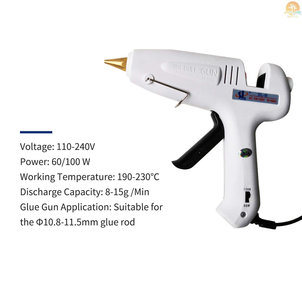 In Stock Professional Hot Melt Glue- Dual Power 60W 100W Metal Nozzle with 11pcs Glue Sticks for DIY Arts &amp; Crafts Projects Handcraft Decoration Carpentry Repairs Tool Wood Glas