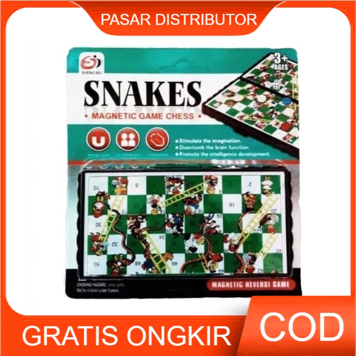 Snakes &amp; Ladders Folding Magnetic Board Papan Lipat Magnet Ular Tangga - Mainan Anak