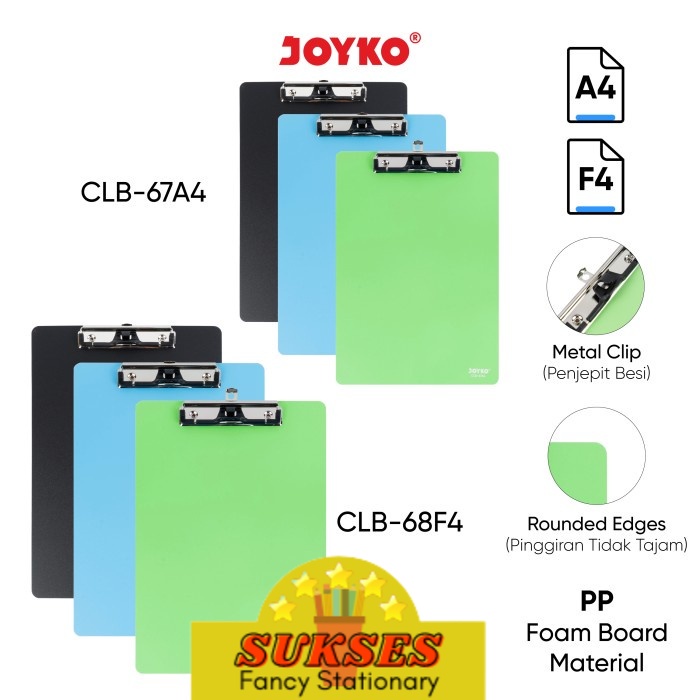 

Clipboard Papan Jalan Alas Ujian Joyko CLB 67 A4, CLB 68 F4