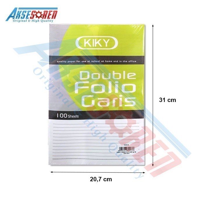 

Kertas Double Folio Bergaris Kiky 1 Pack 100 Sheets / Polio Kiki 1 Pak - 100 Lembar