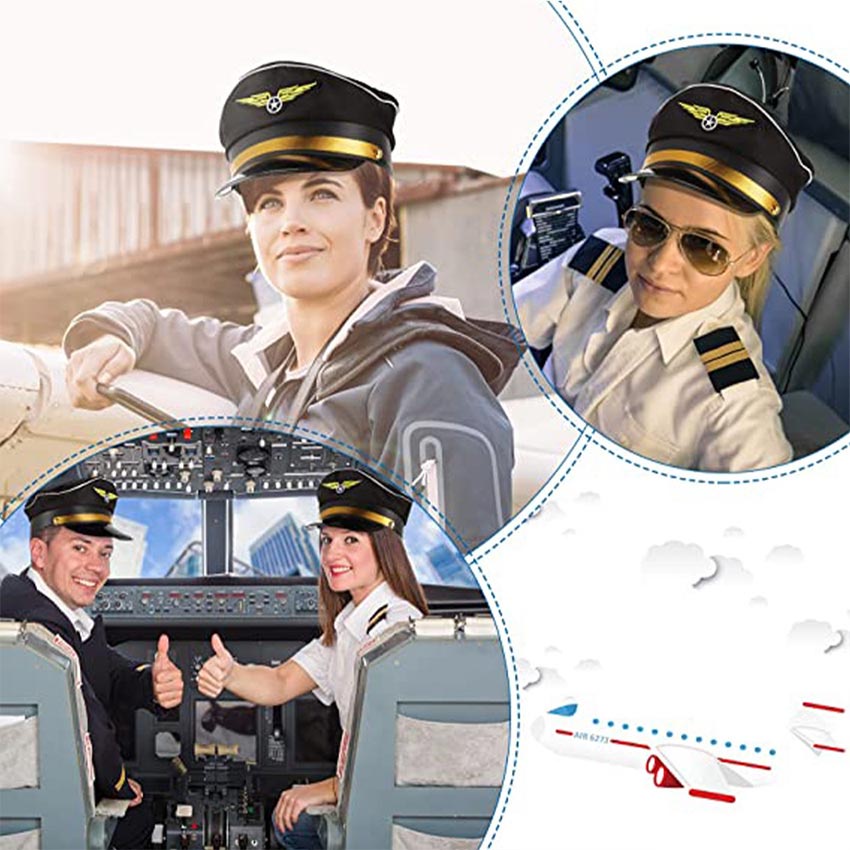 Topi Pilot Air Force Vintage Polyester Breathable - Topi Captain Cosplay Pria Wanita Karnaval Pesta