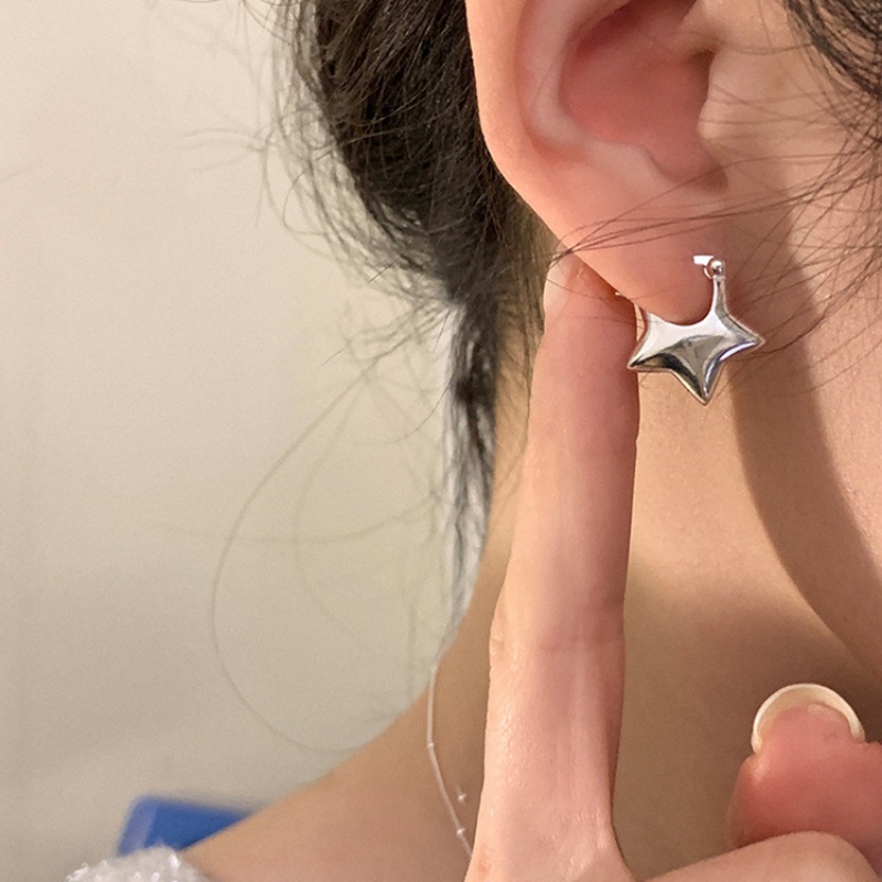 Pesta Hadir Perhiasan Paduan Berujung Lima Korea INS Fashion Perak Stud Anting Bintang Manis Keren Gadis Anting Geometris Stud Earring Punk Kreatif Sederhana