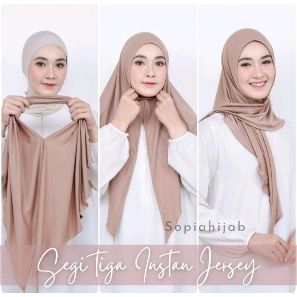 Hijab Segitiga Instan Bergo Malay Polos / Jilbab Segitiga Instan Jersey