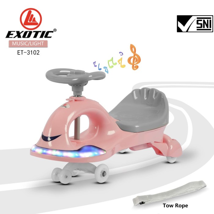 Mainan Swing Car Ride On Exotic ET-3102 ET 3102 ET3102 Music/Light - Merah