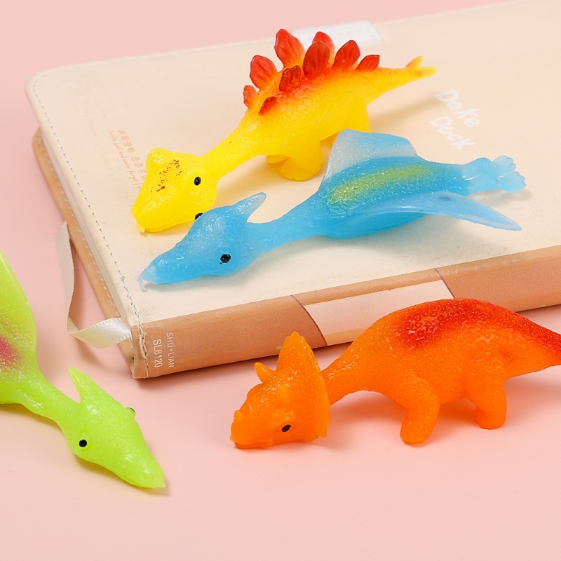 1pc Random Style Mainan Mini TPR Dinosaurus Jari Popping/ Fun Stretchy Doll Mainan Penghilang Stress/ Pesta Liburan Anak Peraga Permainan Interaktif