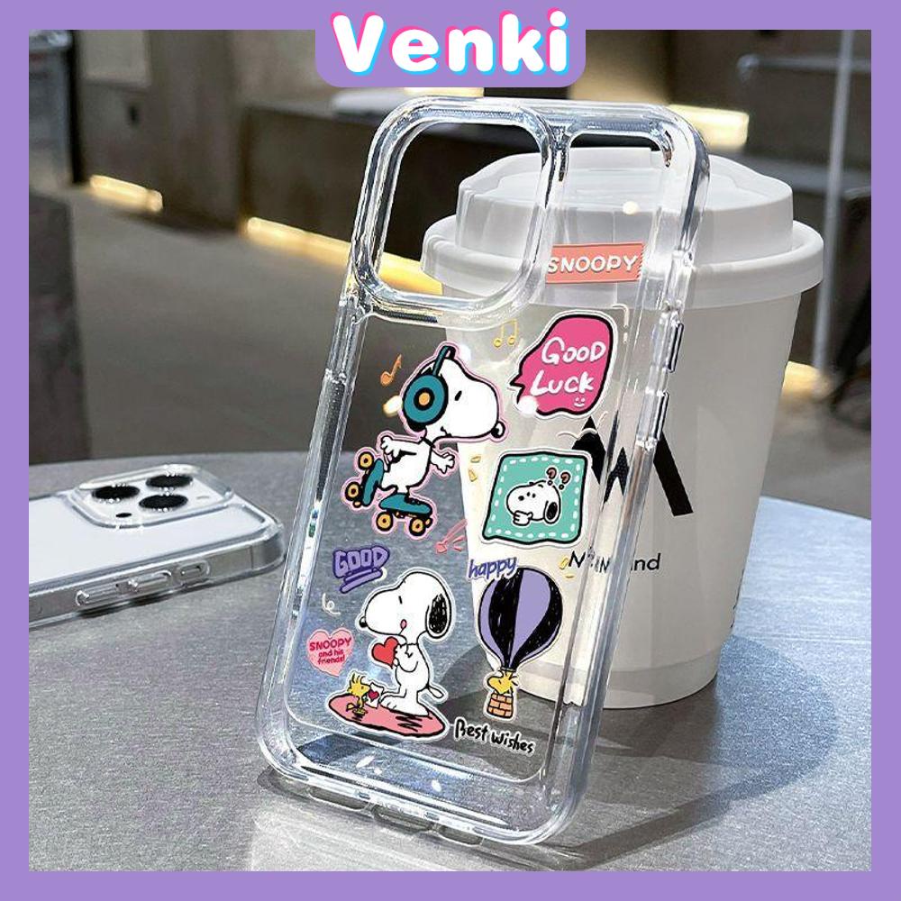 VENKI - Untuk iPhone 11 Case Clear Space Hard Acrylic Case Shockproof Protection Camera Lucu Kartun Manusia Anjing Kompatibel dengan iPhone 14 13 Pro Max iPhone 12 Pro Max XR 7Plus 8Plus