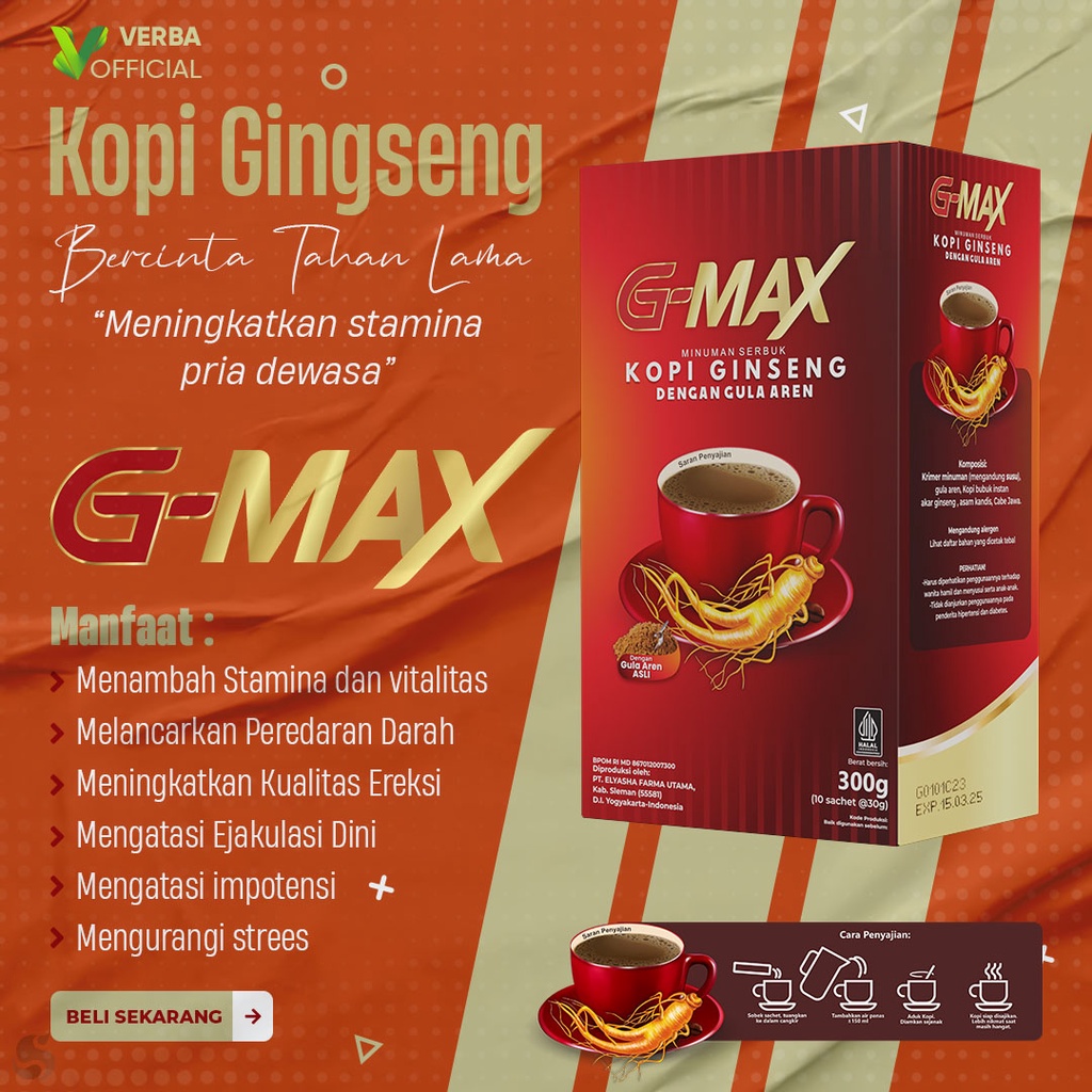 

G MAX Promo Kopi Gingseng G Max Kopi Kesehatan Pria dan Wanita Original