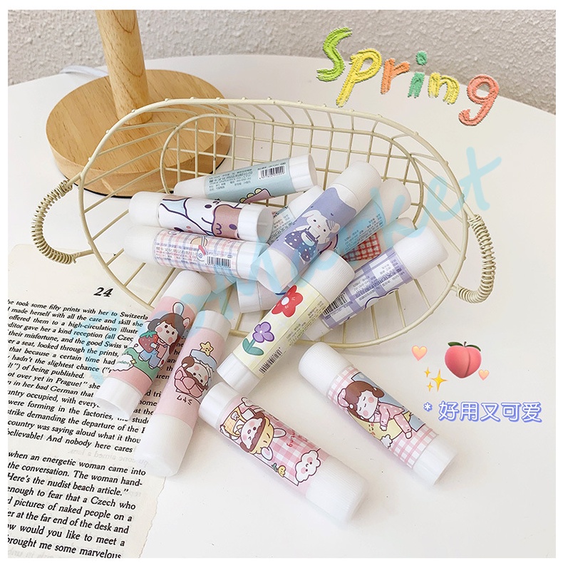 PRO SOLID GUM GLUE STICK KARTUN  Lem Stik Stick Lem Kertas Alat Tulis Sekolah Anak Alat Tulis Aesthetic Kartun Kindergarten Viskositas Tinggi Kuat