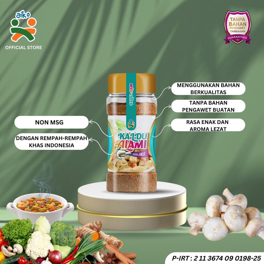 

AIKO Kaldu Tanpa MSG / Kaldu Jamur / Kaldu Ayam / Kaldu Sapi / Kaldu Bubuk Penyedap Rasa Non MSG - 70gr