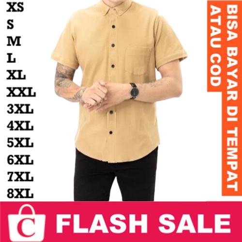 Kondangan nikahan arisan alisan //8XL 7XL 6XL 5XL 4XL 3XL XXL XL L M S XS Kemeja Pria Hem Cowok Shirt Jumbo Big Size Lengan Pendek Polos Plain Kancing Kantong Saku COKLAT SUSU KHAKI MOKA KREM KHAKIS CREAM Kemeja Pria Polo Surabaya  Jawa Timur Hem qofal_ba