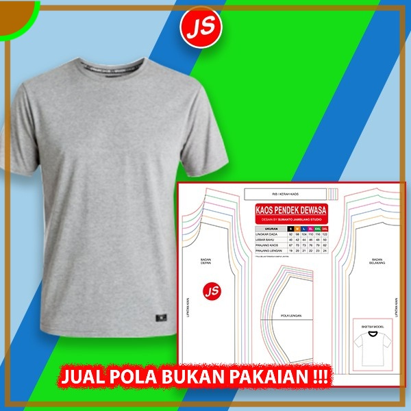 Pola Jiplak Kaos Lengan Pendek Dewasa | Aneka Pola