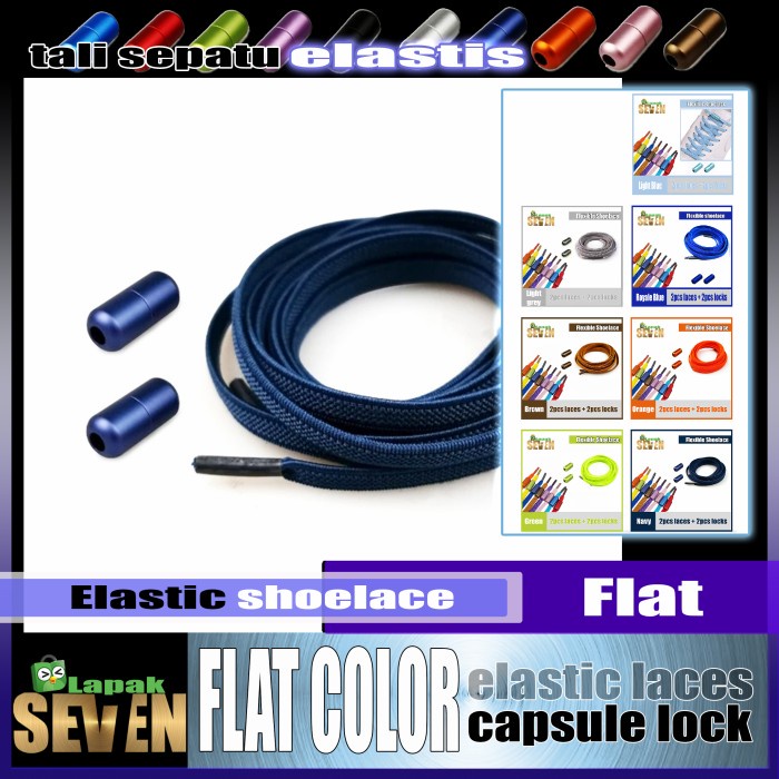 Tali Sepatu Fleksibel elastis praktis navy blue