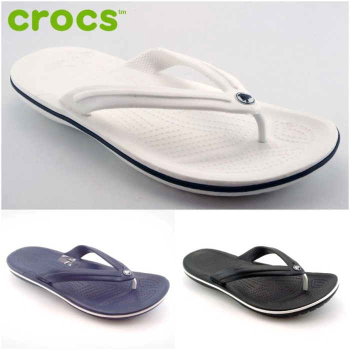 DISKON  TERMURAH Sandal pria /Crocs Jepit / Crocs bandflip /Sandal Jepit Pria Wanita - Putih, 40