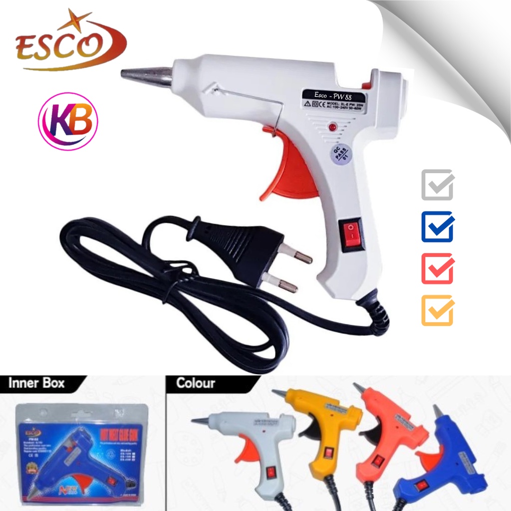 Glue gun Lem Tembak / Mesin Lem Tembak On-off / Esco PW88 / Lem Tembak Cepat Panas / Mesin Kuat dan 
