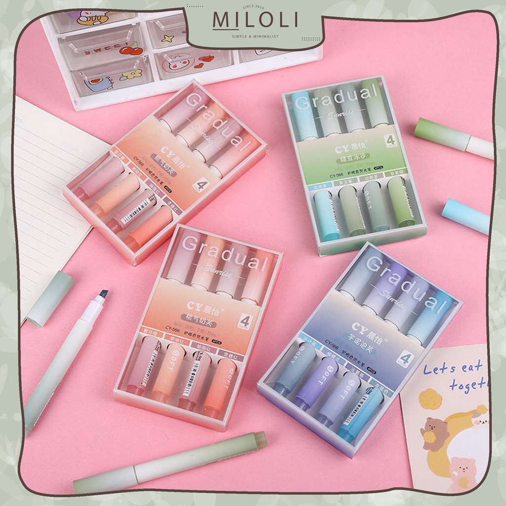 

[MILOLI] 1Set PENA HIGHLIGHTER GRADUAL SUNRISE Pastel Colour Pen Pensil Warna Series - D0049