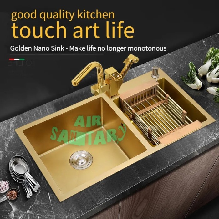 Paket Lengkap Kitchen Sink 8245 Gold / Bak cuci piring warna emas