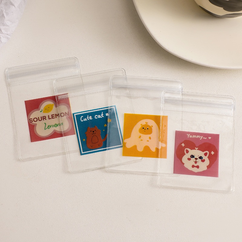 [HOT Sale] Pola Cetak Transparan Anti-Oksidasi 5pcs /Set Gaya Acak PVC Perhiasan Sealing Bag Anting Kalung Cincin Organize Pouch