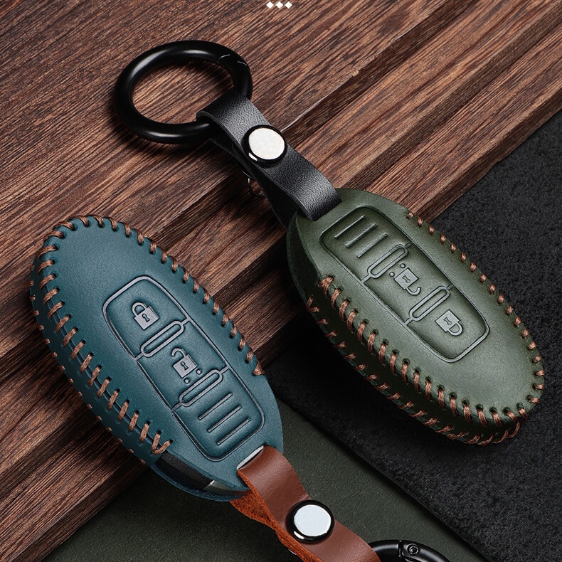 [Tersedia] Cover Case Kunci Mobil Bahan Kulit Sapi Untuk Untuk Nissan Terra2023/All-New Almera Turbo/SylphyNavara/X-Trail/Calibre Start Smart Entry Car Key Accessory