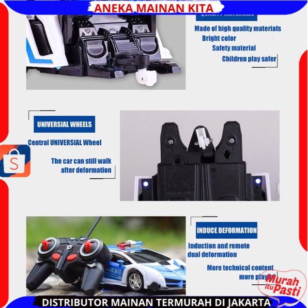 RC mobil polisi jadi robot remote control 2 IN 1 Baterai Cas mainan Mobil Remot kontrol Robot Autobot Transfrm Police Remote Control