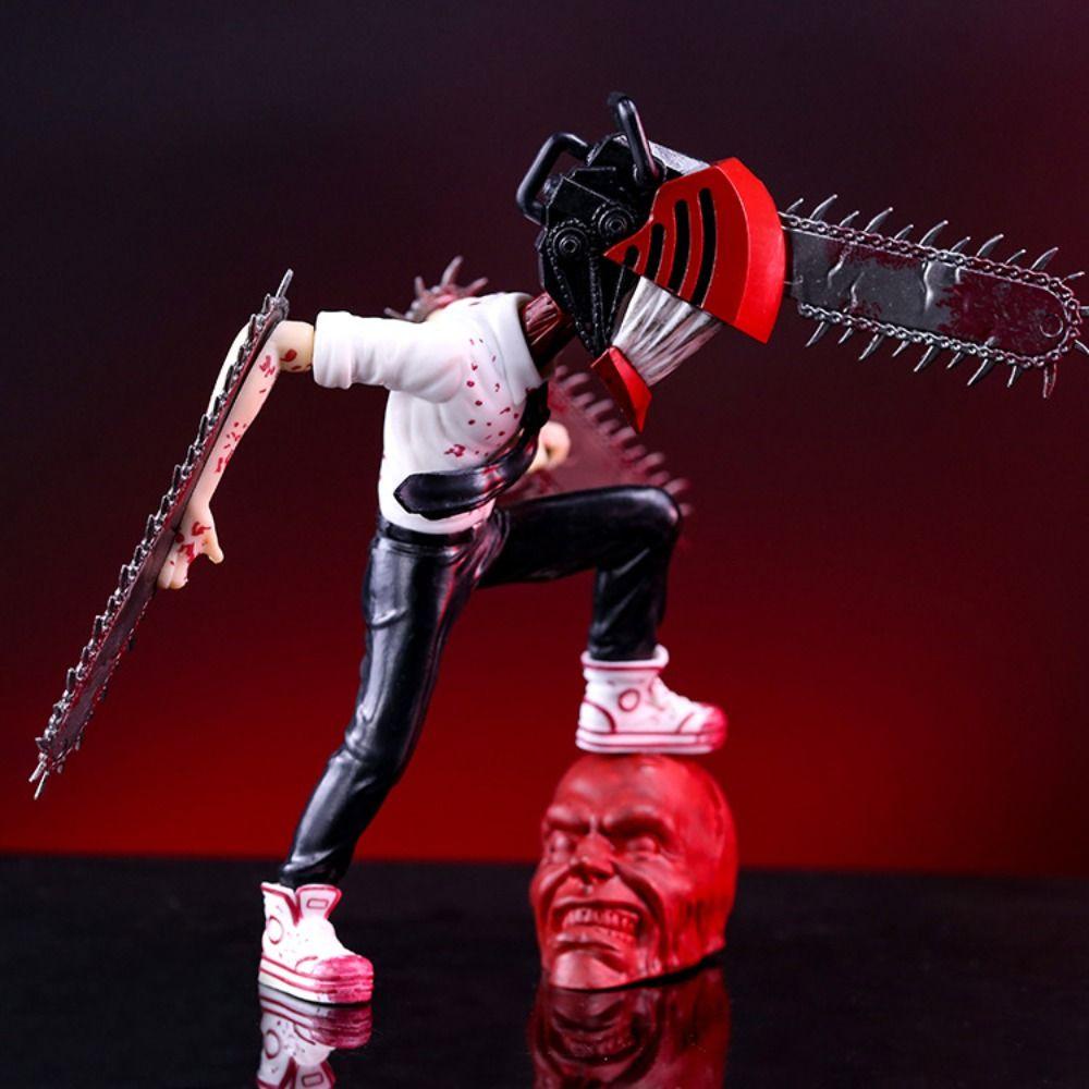 Needway Chainsaw Man Action Figure Dekorasi Mobil Ornamen Hadiah Gergaji Latex Helm Halloween Props Aksesoris Denji Action Figure Anime Figure Chainsaw Man Model Mainan