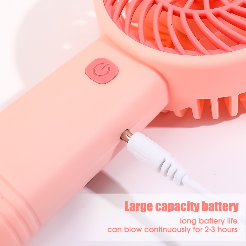 Mini USB Rechargable Low Noise Fans Musim Panas Angin Kuat Cooler Portable Kecil Alat Listrik Standable Genggam Kartun Kipas Cocok Asrama Kantor Traveling