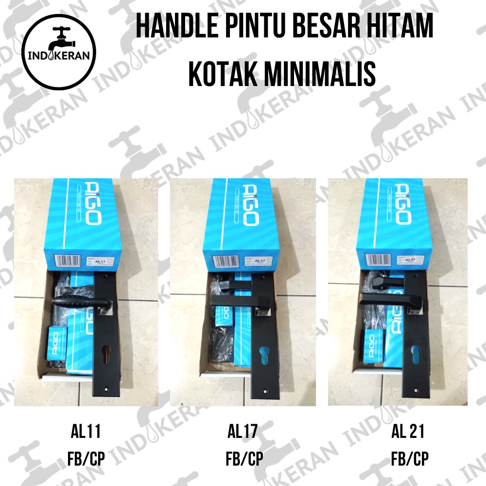 INDOKERAN - Handle Pintu Hitam Kotak Minimalis - Besar