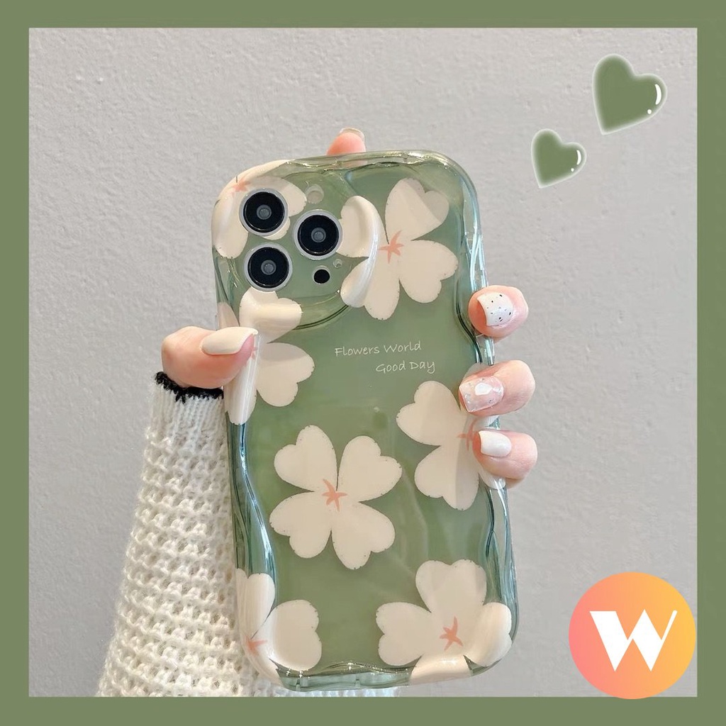 IPHONE Case Bunga Kompatibel Untuk Iphone11 13 12 14 Pro Max 7plus XR 7 8 6s 6 Plus X XS Max SE 2020 Tpu Lembut Shockproof Airbag Glossy 3D Wavy Curved Edge Fresh Flowers Back Cover