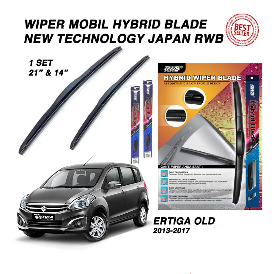 Wiper Mobil SUZUKI ERTIGA Karet Wiper Frameless Hybrid Blade Set RWB